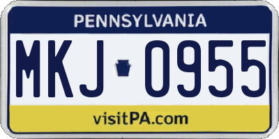 PA license plate MKJ0955