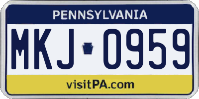PA license plate MKJ0959