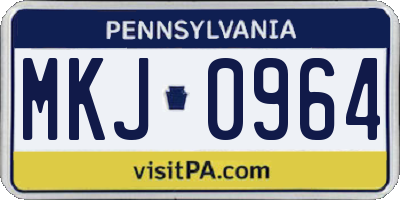 PA license plate MKJ0964