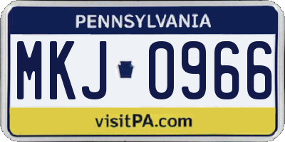 PA license plate MKJ0966