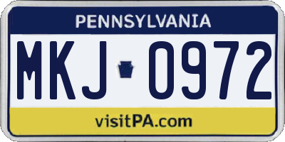 PA license plate MKJ0972