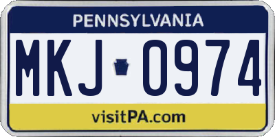 PA license plate MKJ0974