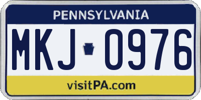 PA license plate MKJ0976