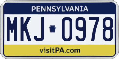 PA license plate MKJ0978