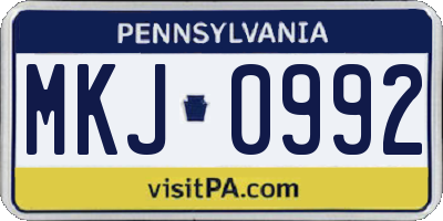 PA license plate MKJ0992
