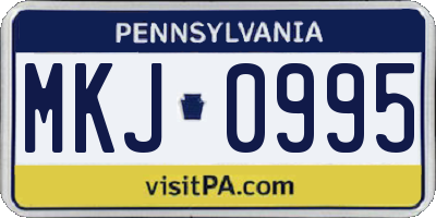 PA license plate MKJ0995