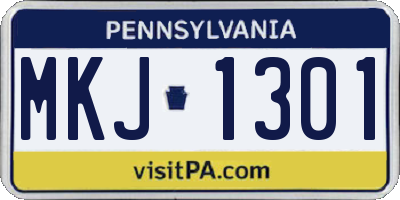 PA license plate MKJ1301