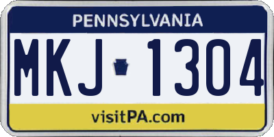 PA license plate MKJ1304
