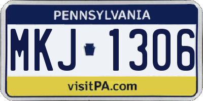 PA license plate MKJ1306