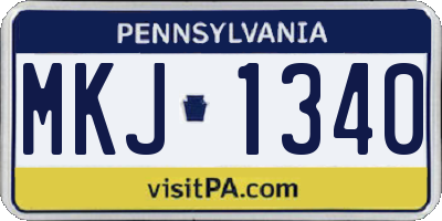 PA license plate MKJ1340