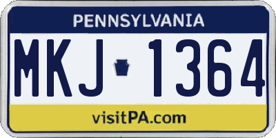 PA license plate MKJ1364