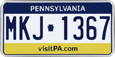PA license plate MKJ1367
