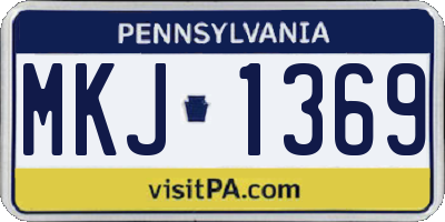PA license plate MKJ1369