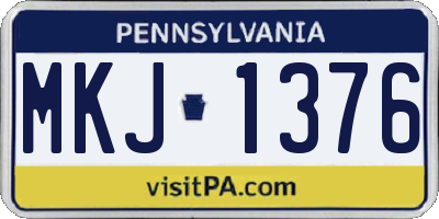 PA license plate MKJ1376