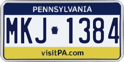 PA license plate MKJ1384