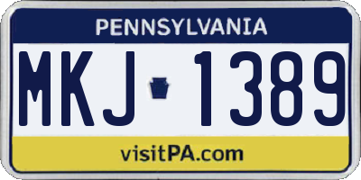 PA license plate MKJ1389