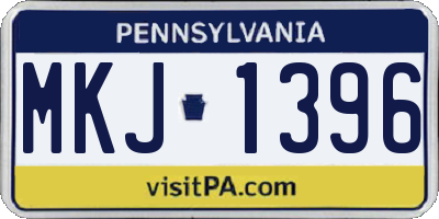 PA license plate MKJ1396