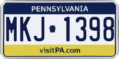 PA license plate MKJ1398
