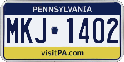 PA license plate MKJ1402