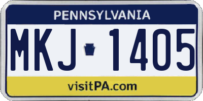 PA license plate MKJ1405