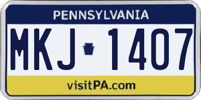 PA license plate MKJ1407