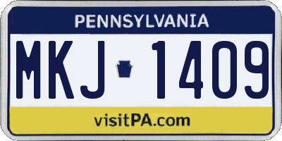 PA license plate MKJ1409