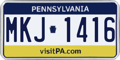 PA license plate MKJ1416