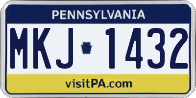 PA license plate MKJ1432