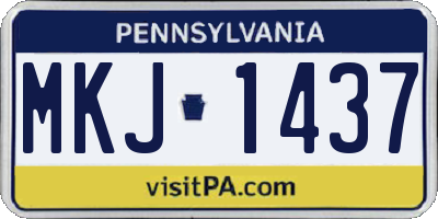 PA license plate MKJ1437