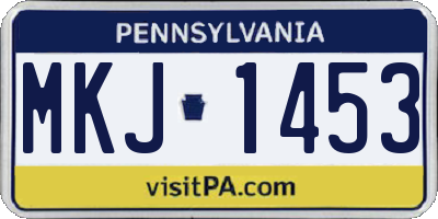 PA license plate MKJ1453