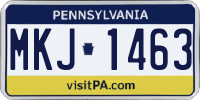 PA license plate MKJ1463