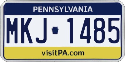 PA license plate MKJ1485