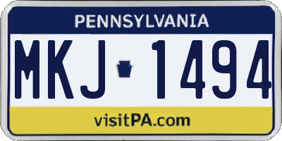 PA license plate MKJ1494