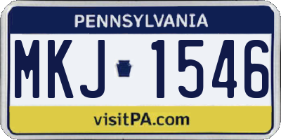 PA license plate MKJ1546