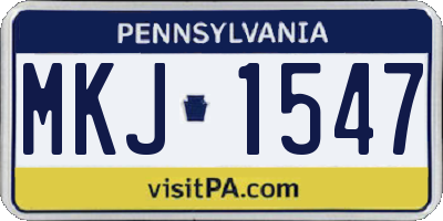 PA license plate MKJ1547