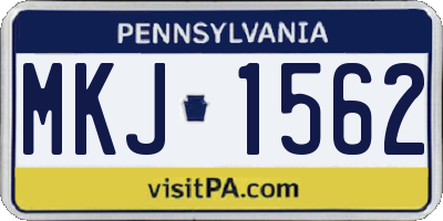 PA license plate MKJ1562