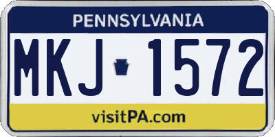 PA license plate MKJ1572