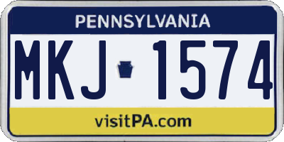 PA license plate MKJ1574