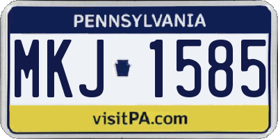 PA license plate MKJ1585