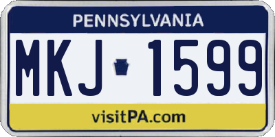 PA license plate MKJ1599