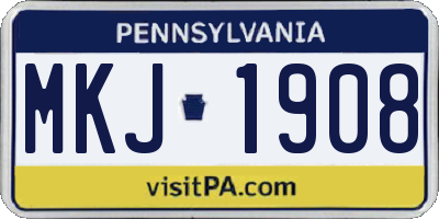 PA license plate MKJ1908