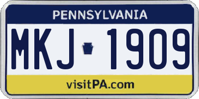 PA license plate MKJ1909