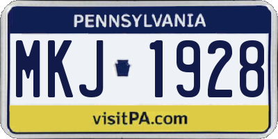 PA license plate MKJ1928