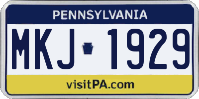 PA license plate MKJ1929