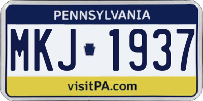 PA license plate MKJ1937