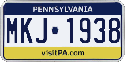 PA license plate MKJ1938