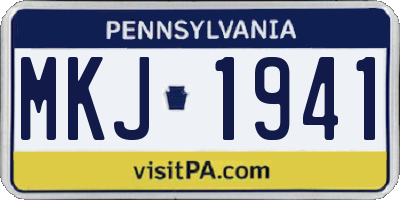 PA license plate MKJ1941