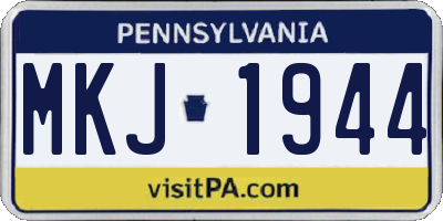 PA license plate MKJ1944
