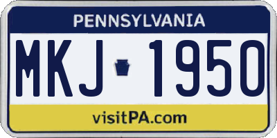 PA license plate MKJ1950