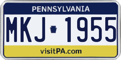 PA license plate MKJ1955